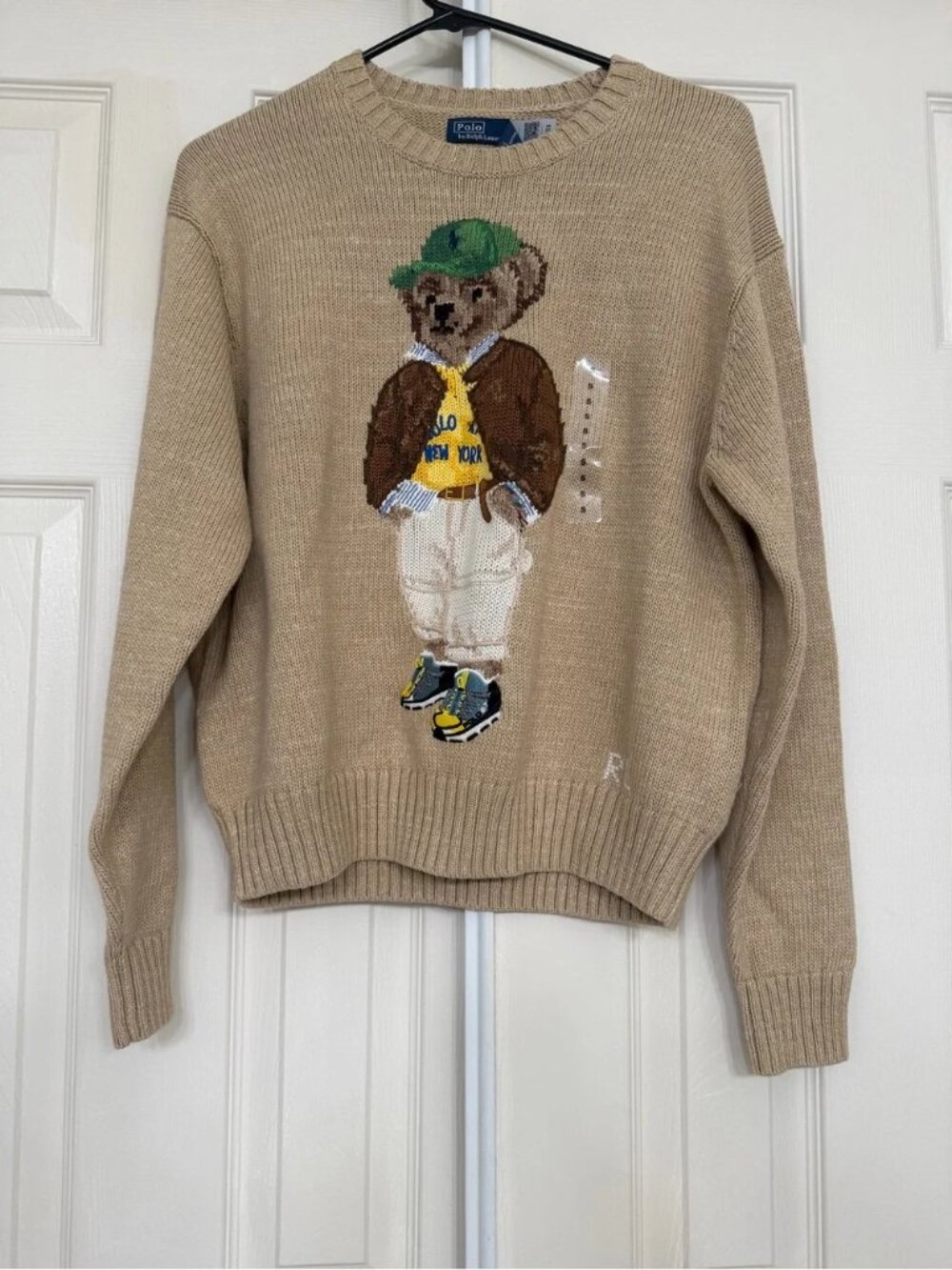 Polo Ralph Lauren Tan Polo Bear Graphic Crewneck Knit Sweater